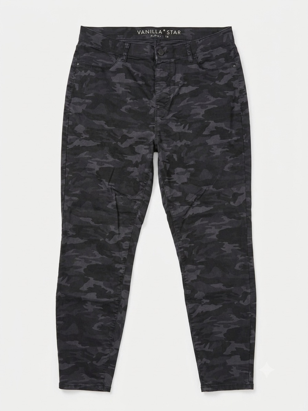 Vanilla Star Black Camo Skinny Pants Stretch Ankle Size 14